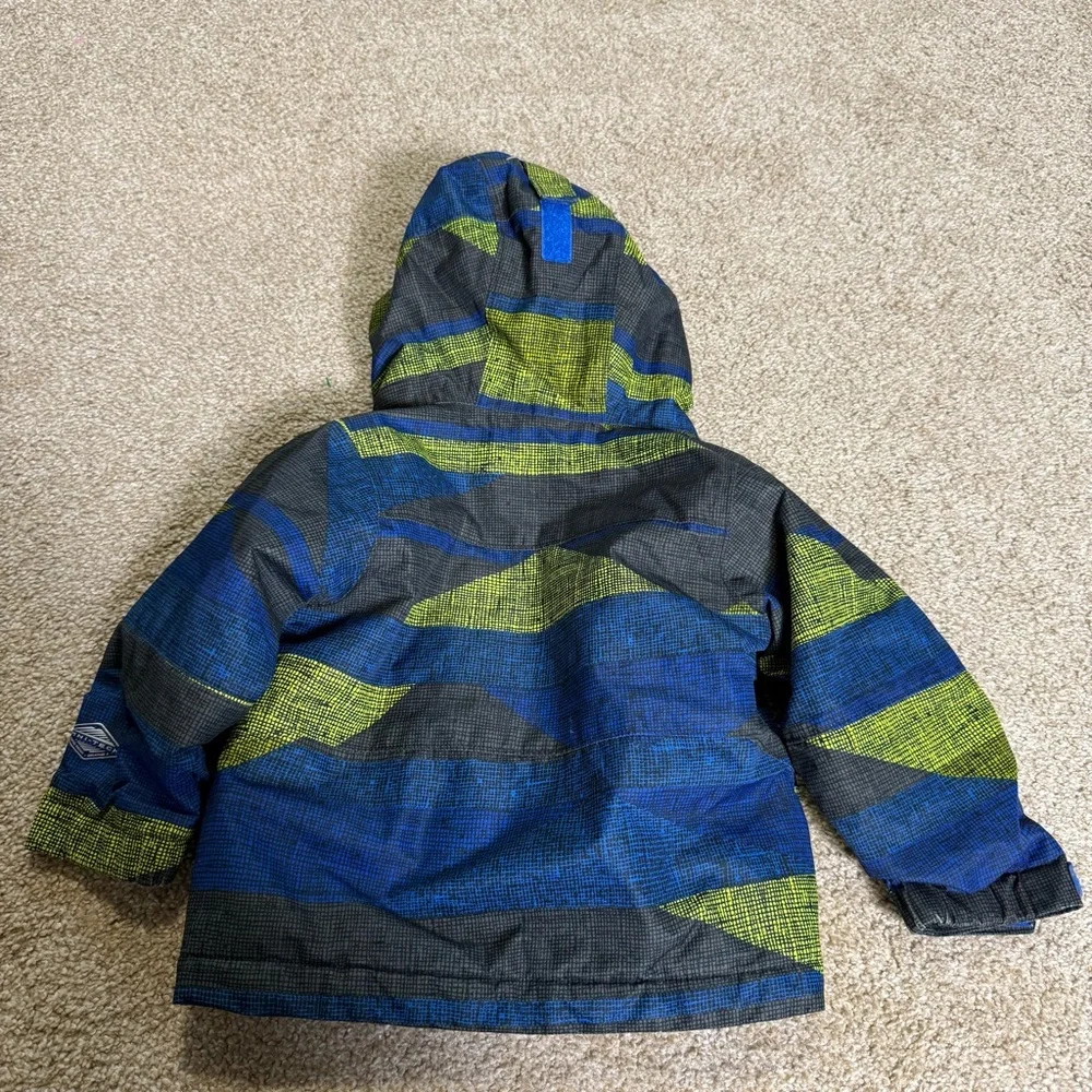 Columbia Kids Toddler Boy Omni-Heat Blue Green Insulated Hooded Coat Snow 2T‎